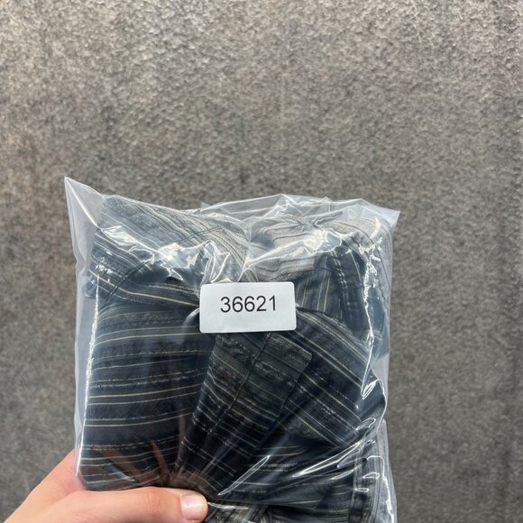 Tommy Bahama Shirt Mens Large Green Stripes Button Down Silk Seersucker Vintage - Picture 9 of 9